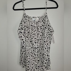 Black and White Ruffled Camisole Top